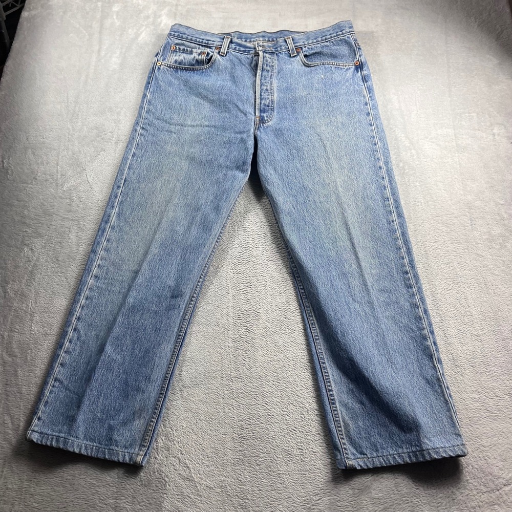 Vintage Levis 501 Jeans Men 38x34 Light Wash Made in USA 80s Denim Blue 501-0191